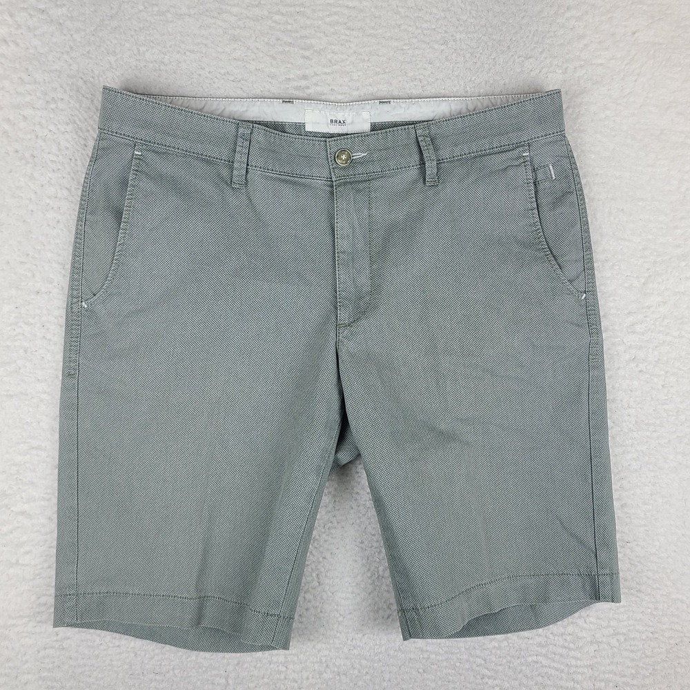 BRAX Shorts Mens 34 Green-ish Gray 10" Inseam Preppy Chino Bellevill